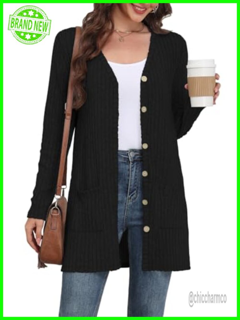 Womens Long Sleeve Lightweight Cardigan Sweater with Pockets Button Down Open